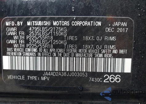 2018 Mitsubishi Outlander Es from USA, damaged, VIN JA4AD2A38JJ003053